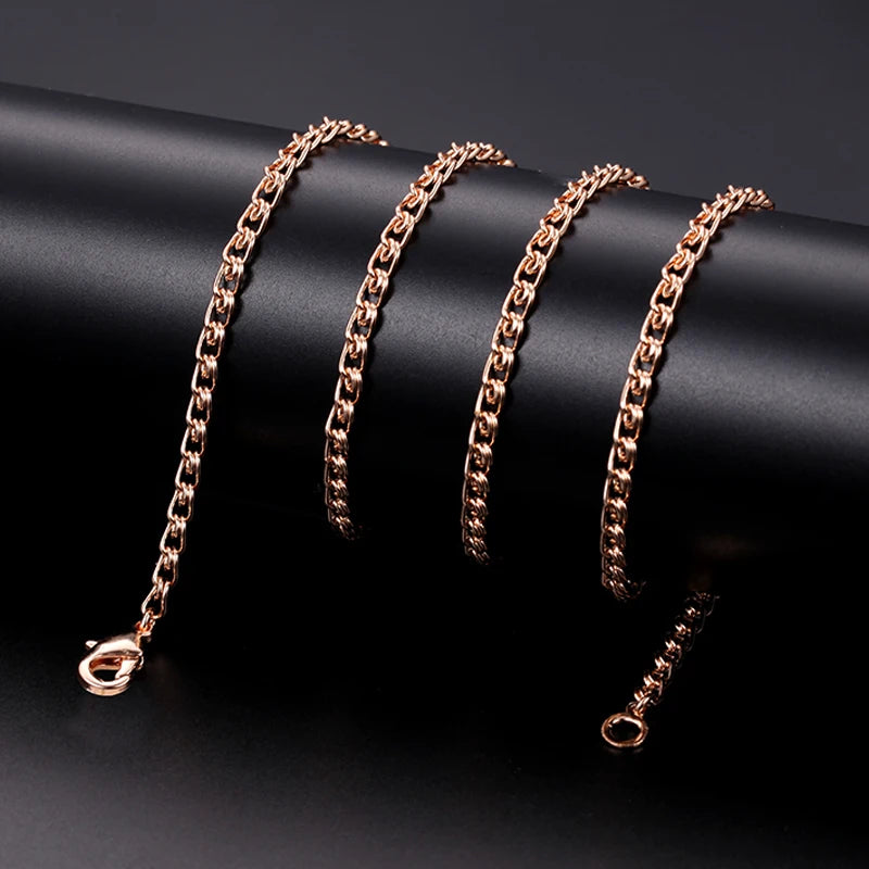 Women Chain Rose Gold Color Necklace Set