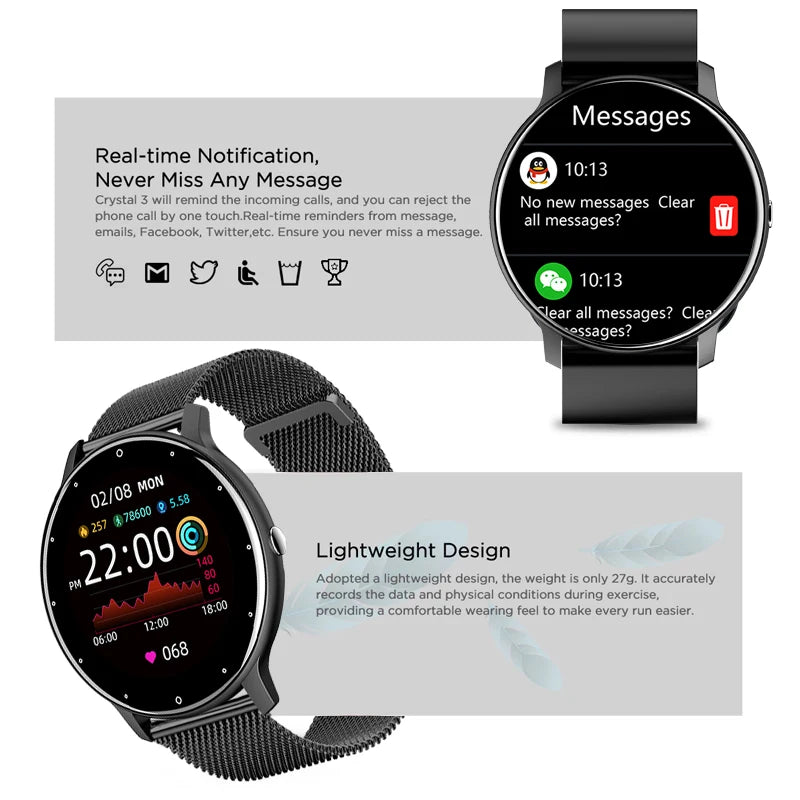 Ladies Full touch Screen Sports Smart Watch