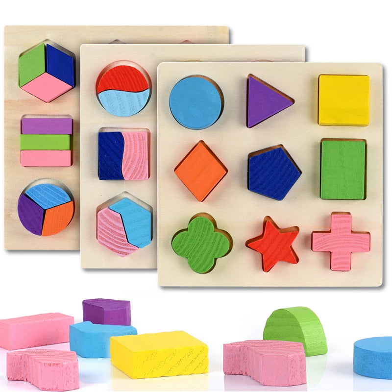 Wooden Geometric Shapes Educational Puzzle Toy