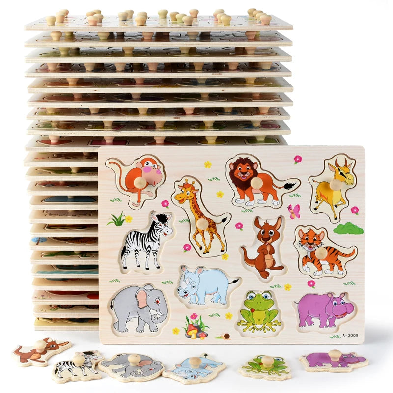 Wooden Puzzles Hand Grab Boards Toy