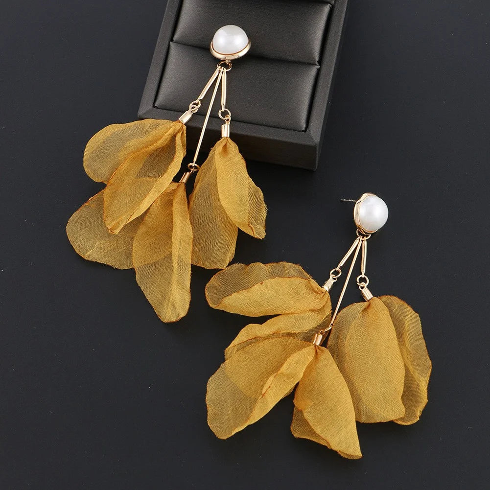 Women Long Handmade Flower Tassel Earrings