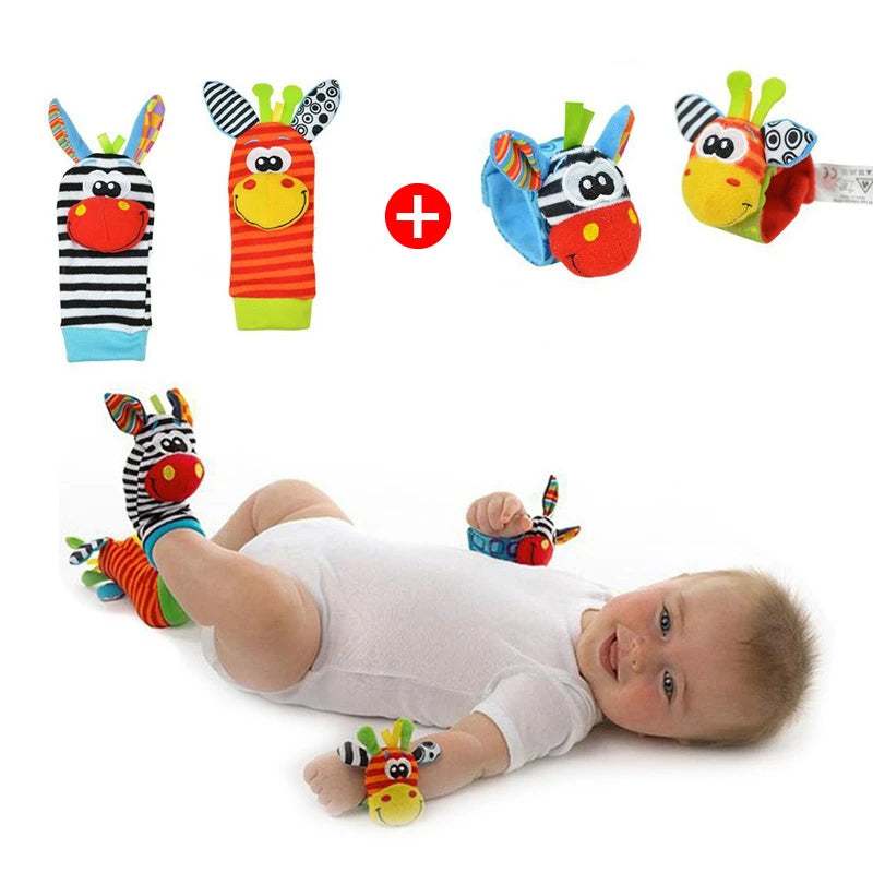 Baby Foot Wrist Rattle Plush Toy Set