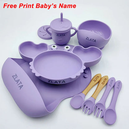 Baby Silicone Tableware Crab Plate Set