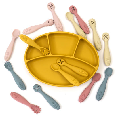 Three PCS Silicone Feeding Spoon Fork Set