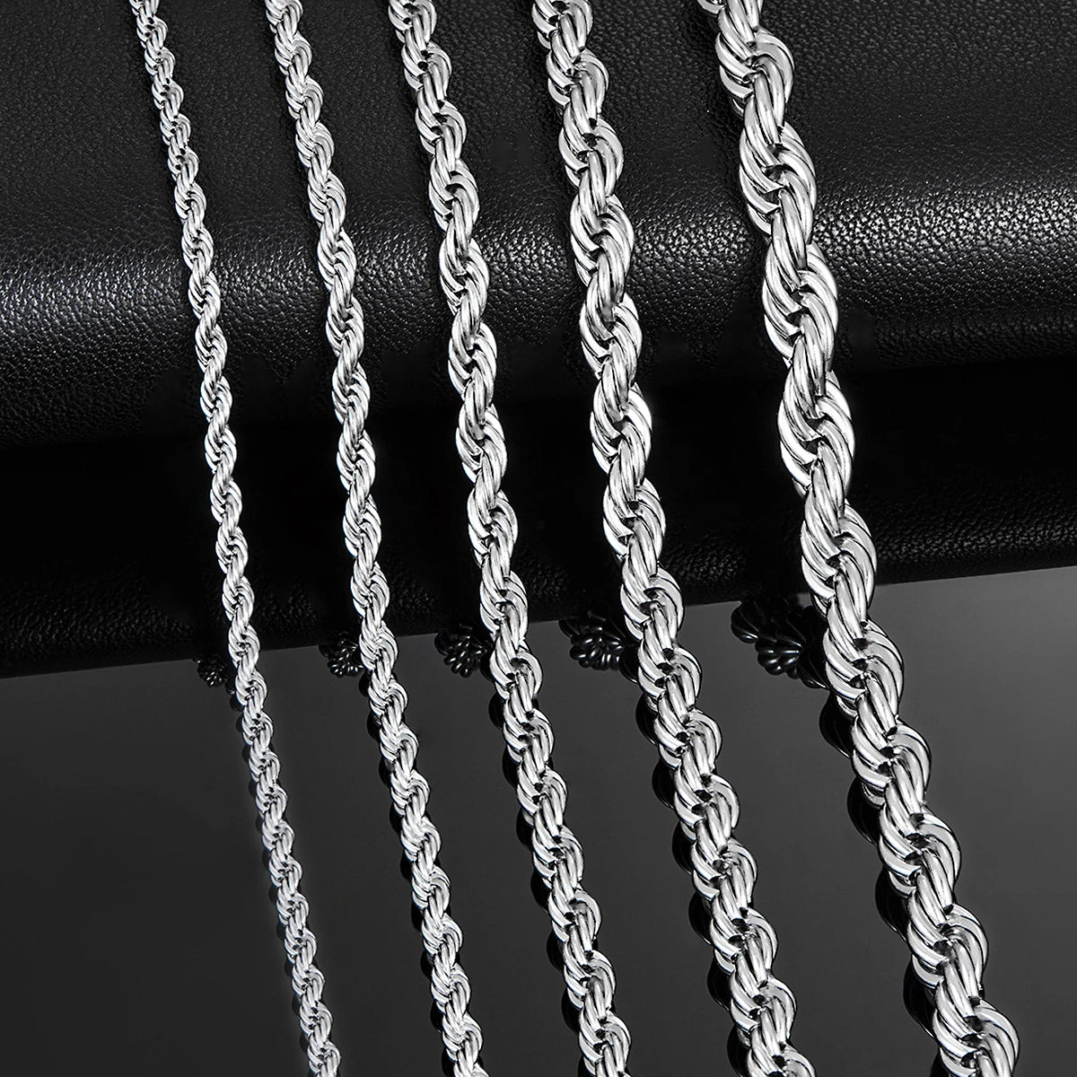 Men Stainless Steel Twisted Rope Chain