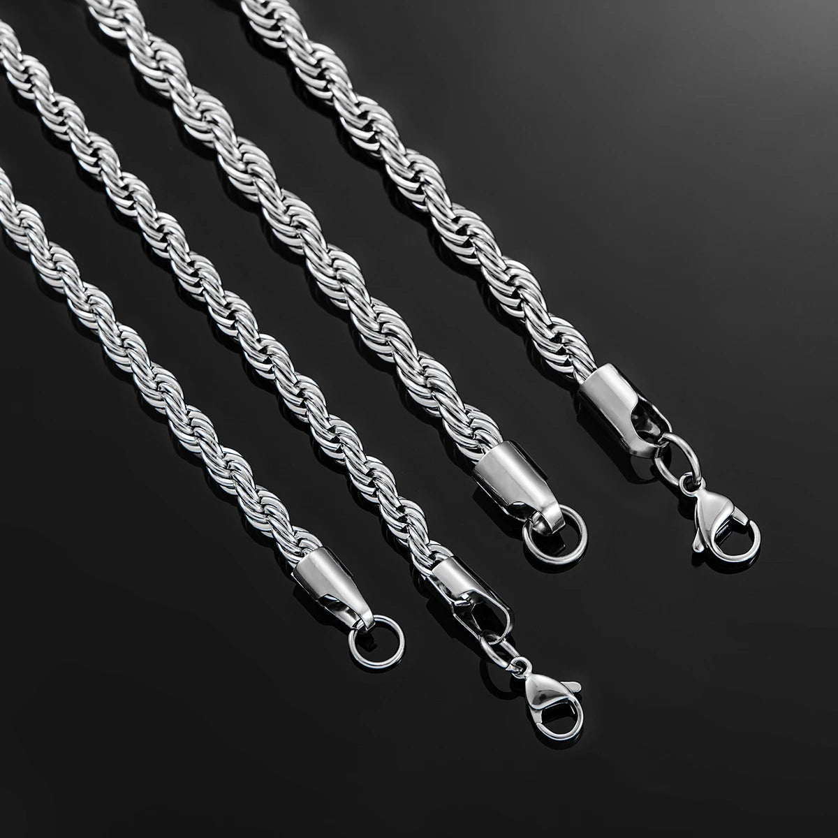 Men Stainless Steel Twisted Rope Chain