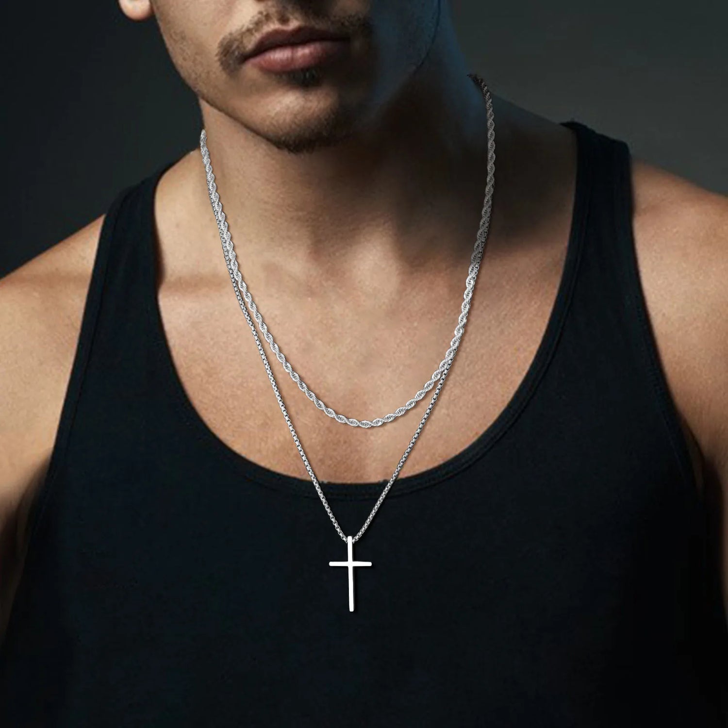 Men Simple Cross Chain Necklace