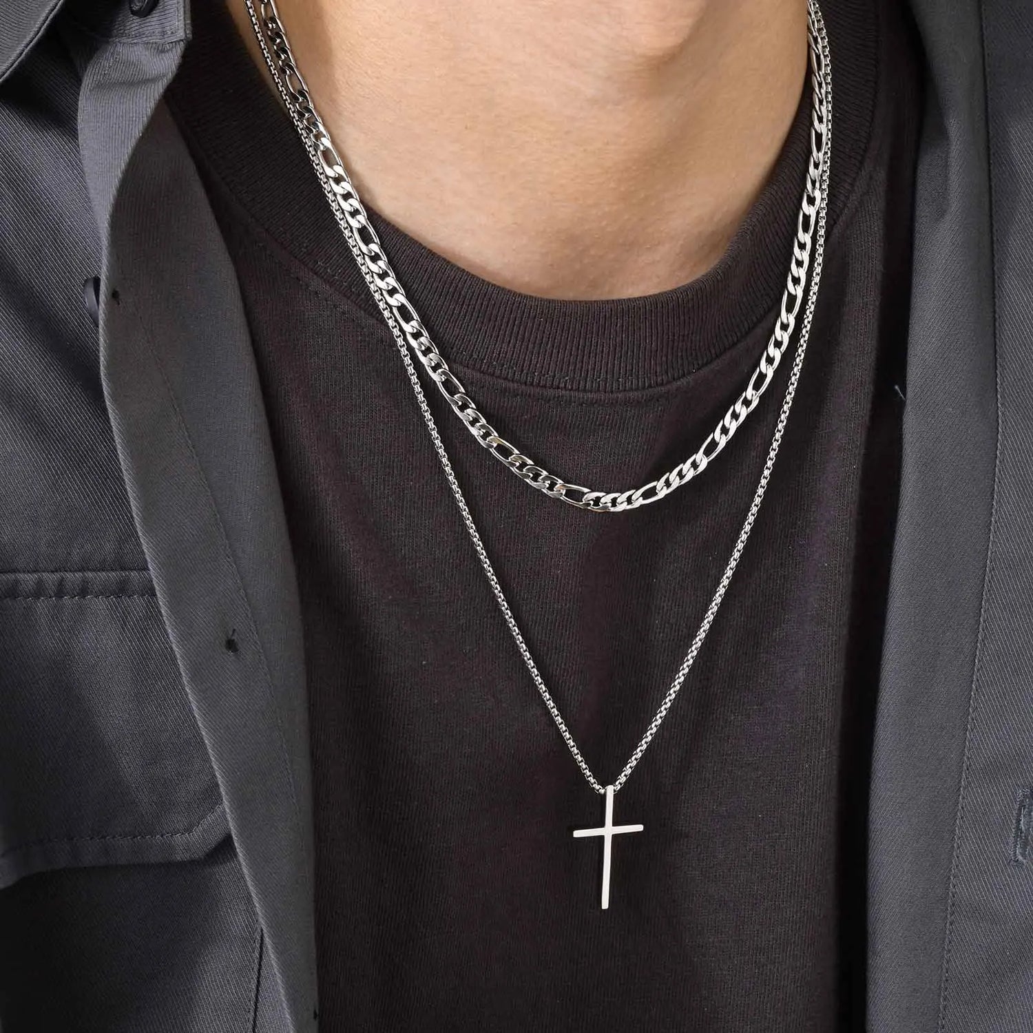 Men Simple Cross Chain Necklace