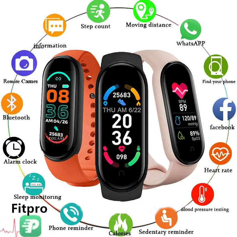 M6 Fitness Smart Bracelet Sports Band Watch