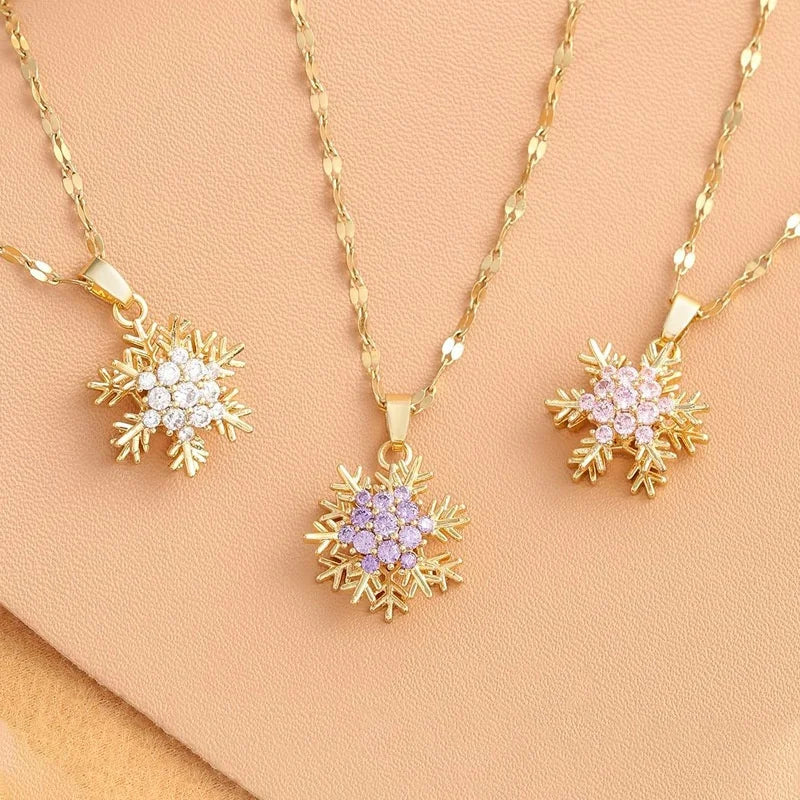 Women Unique Titanium Rotating Snowflake Necklace