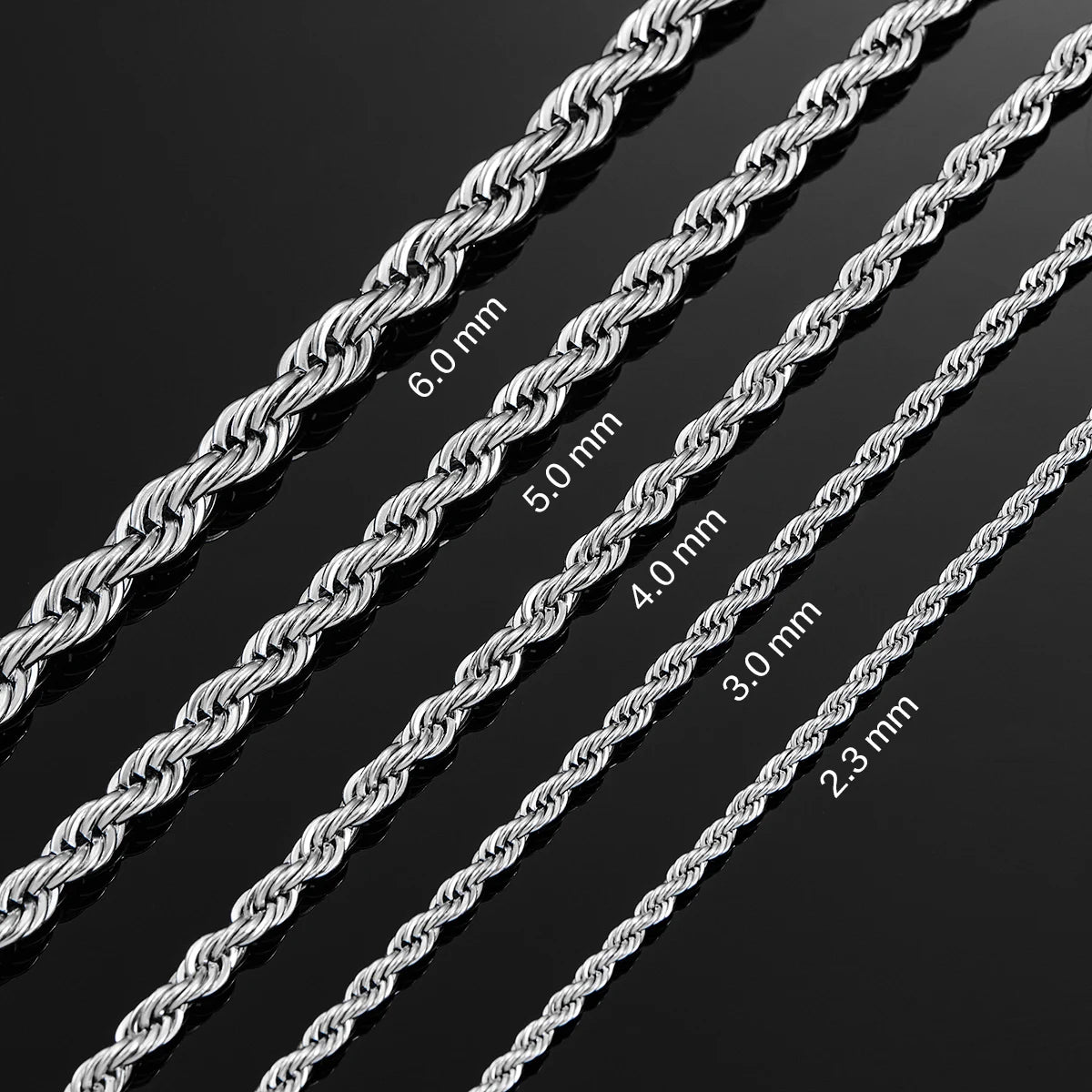 Men Stainless Steel Twisted Rope Chain