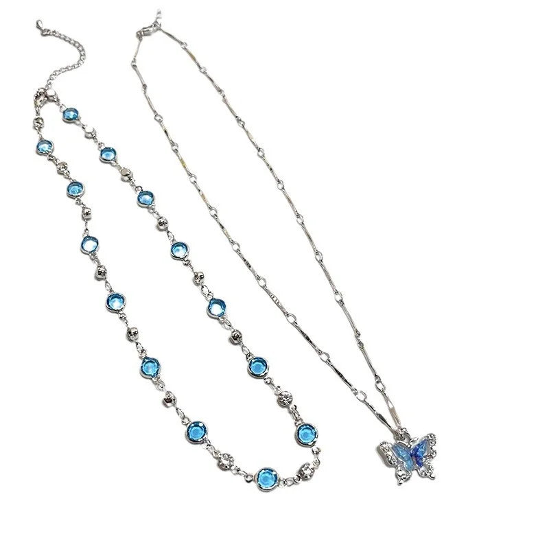 Women Romantic Crystal Butterfly Necklace