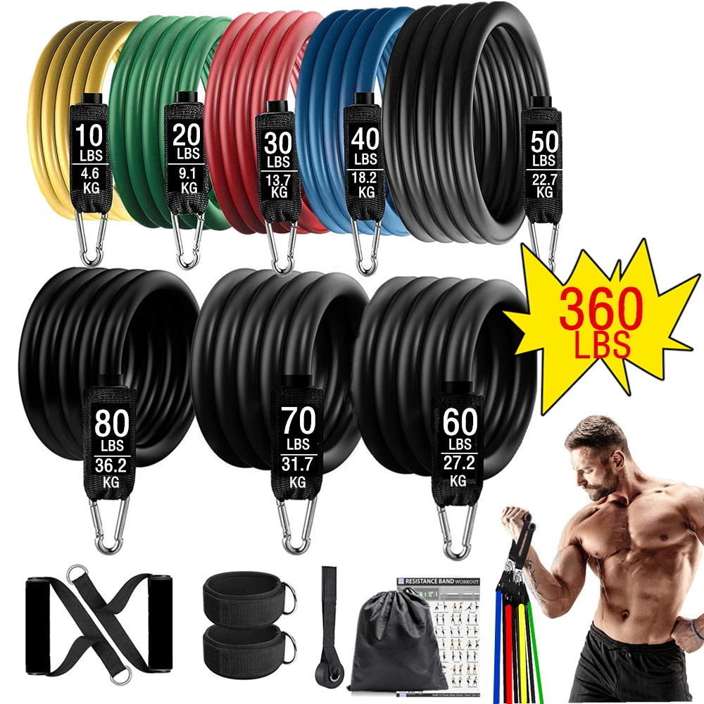 360lbs Fitness Resistance Bands Set