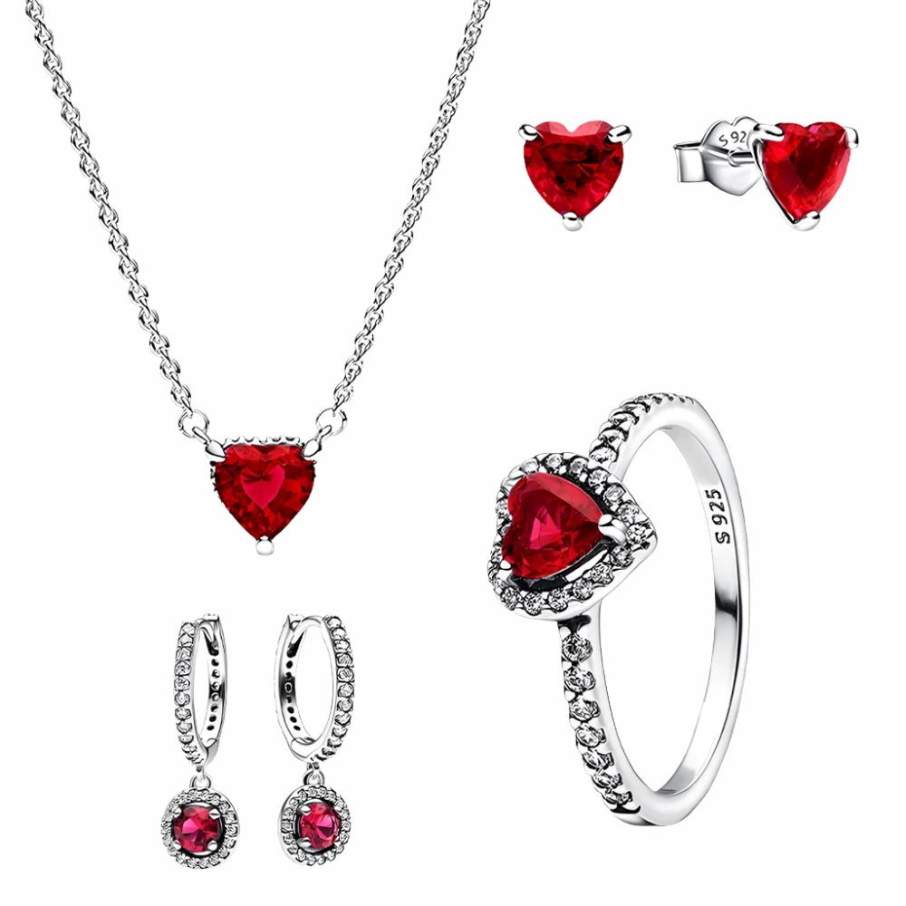 Heart Halo Pendant Necklace Set