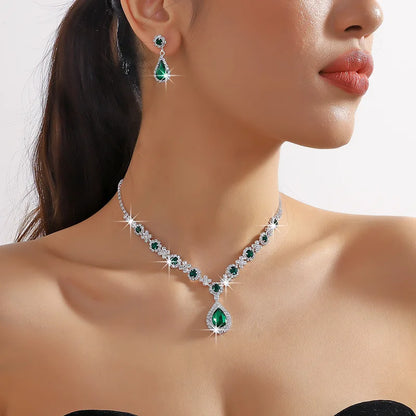 Women Elegant Rhinestone Pendant Set