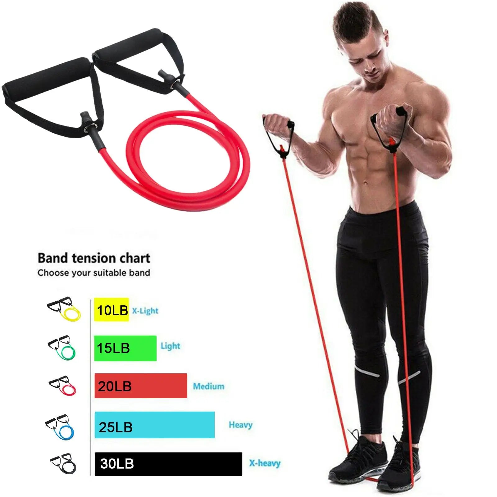 Handles Yoga Pull Rope Elastic Exercise Band