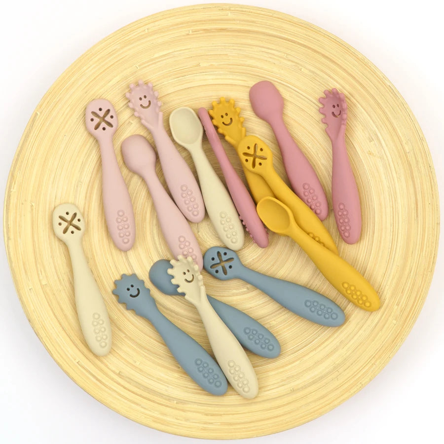 Three PCS Silicone Feeding Spoon Fork Set