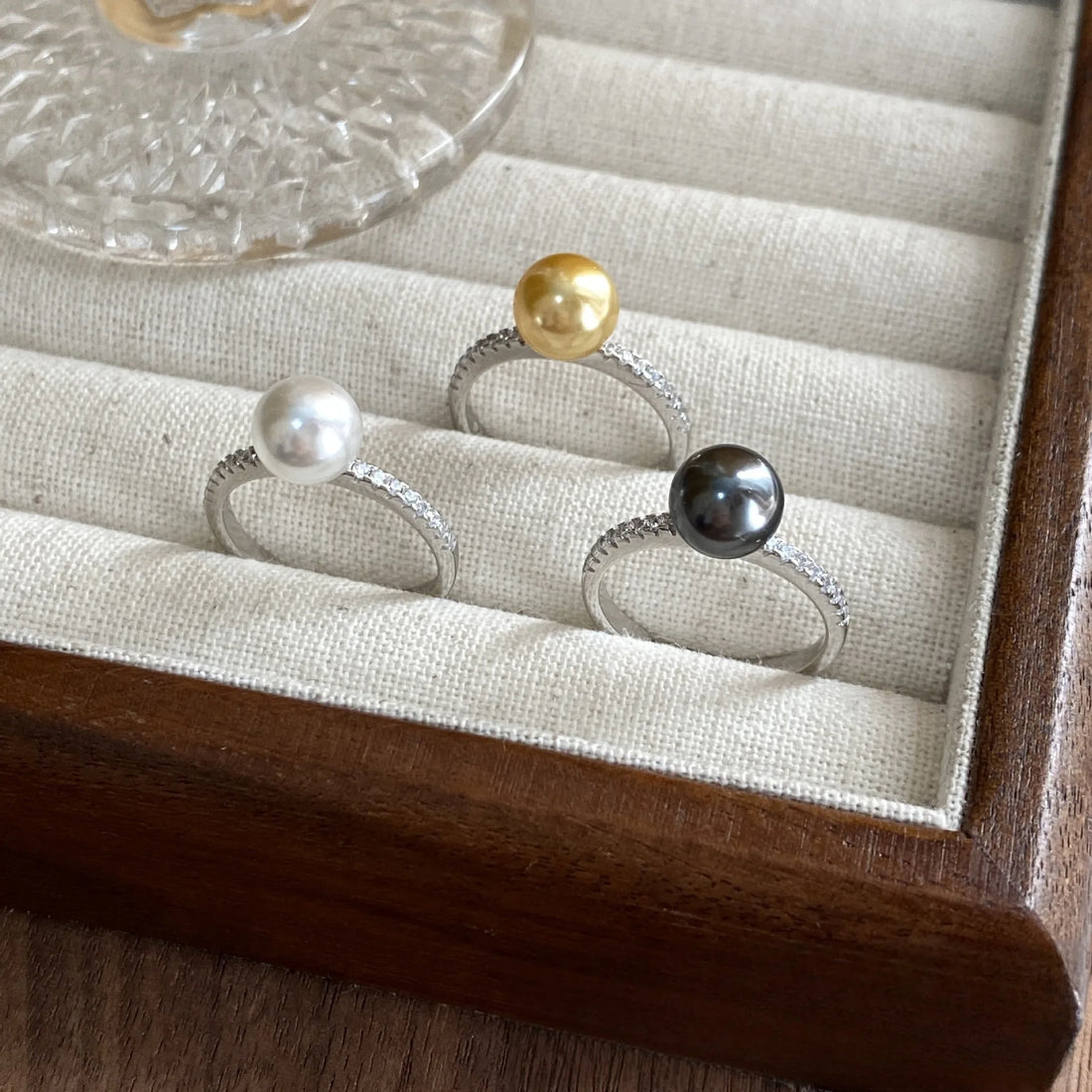 Women Faux Pearl Open Rings