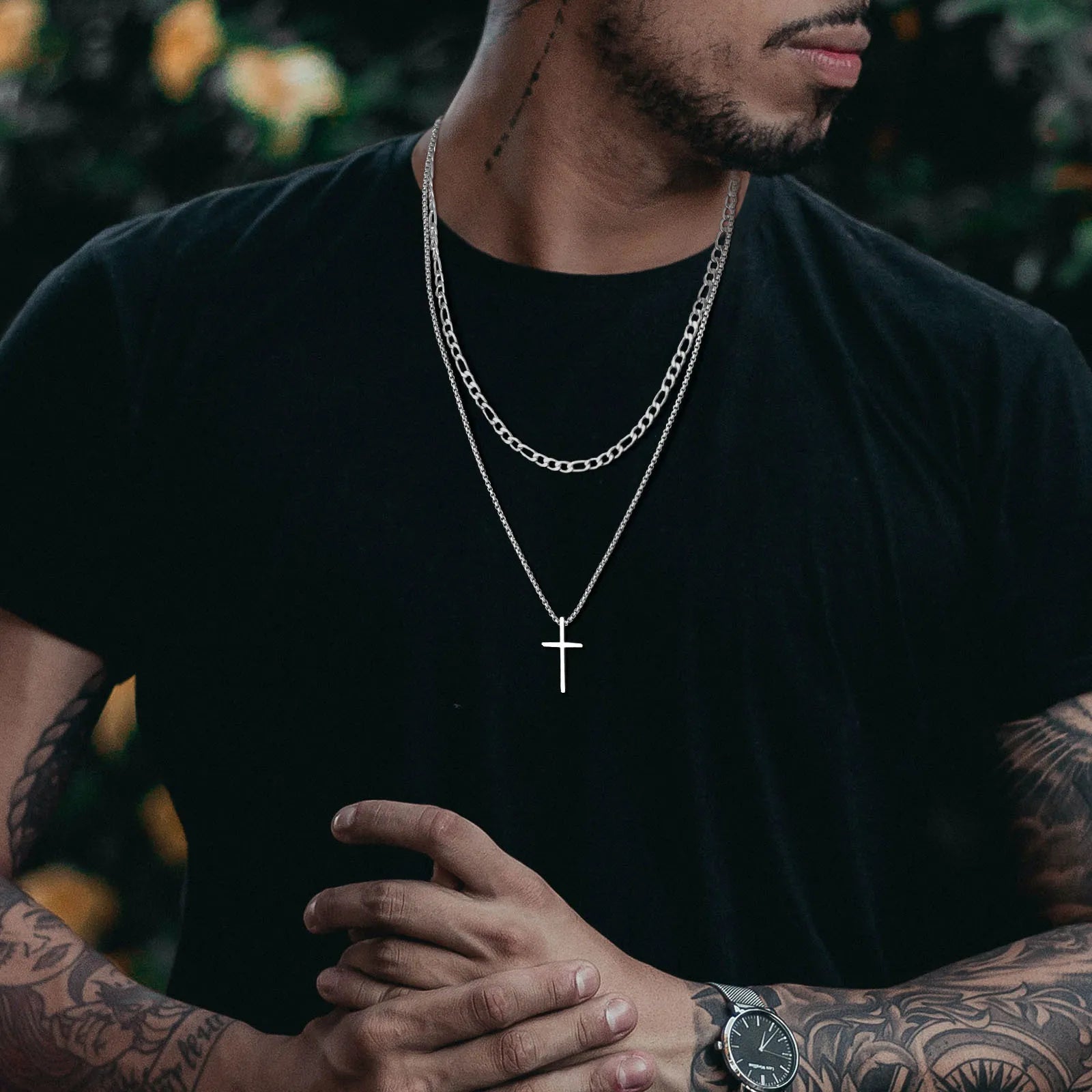 Men Simple Cross Chain Necklace