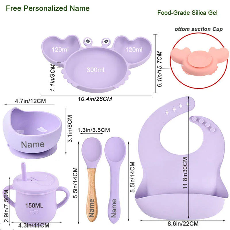 Baby Silicone Tableware Crab Plate Set