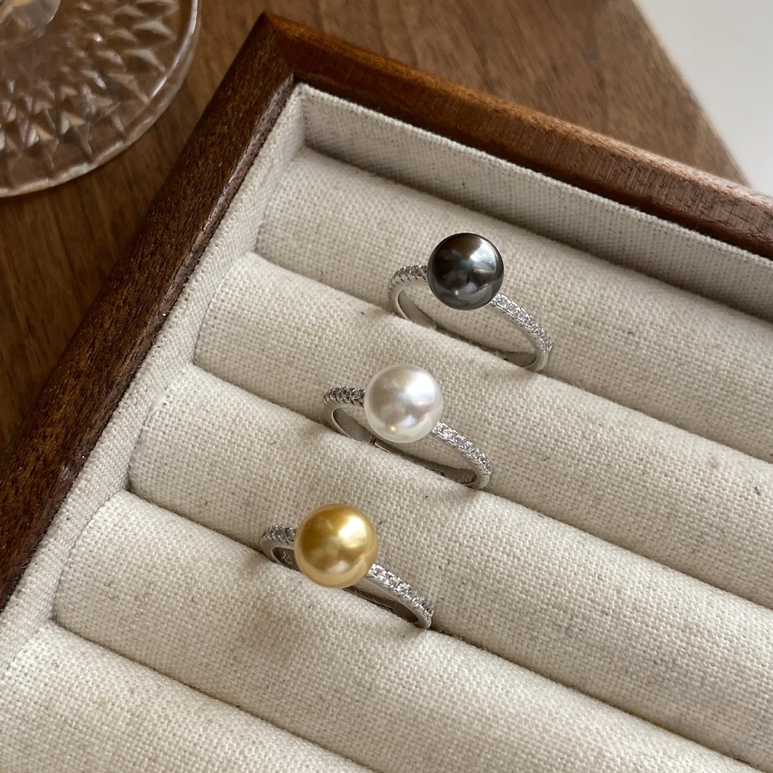 Women Faux Pearl Open Rings