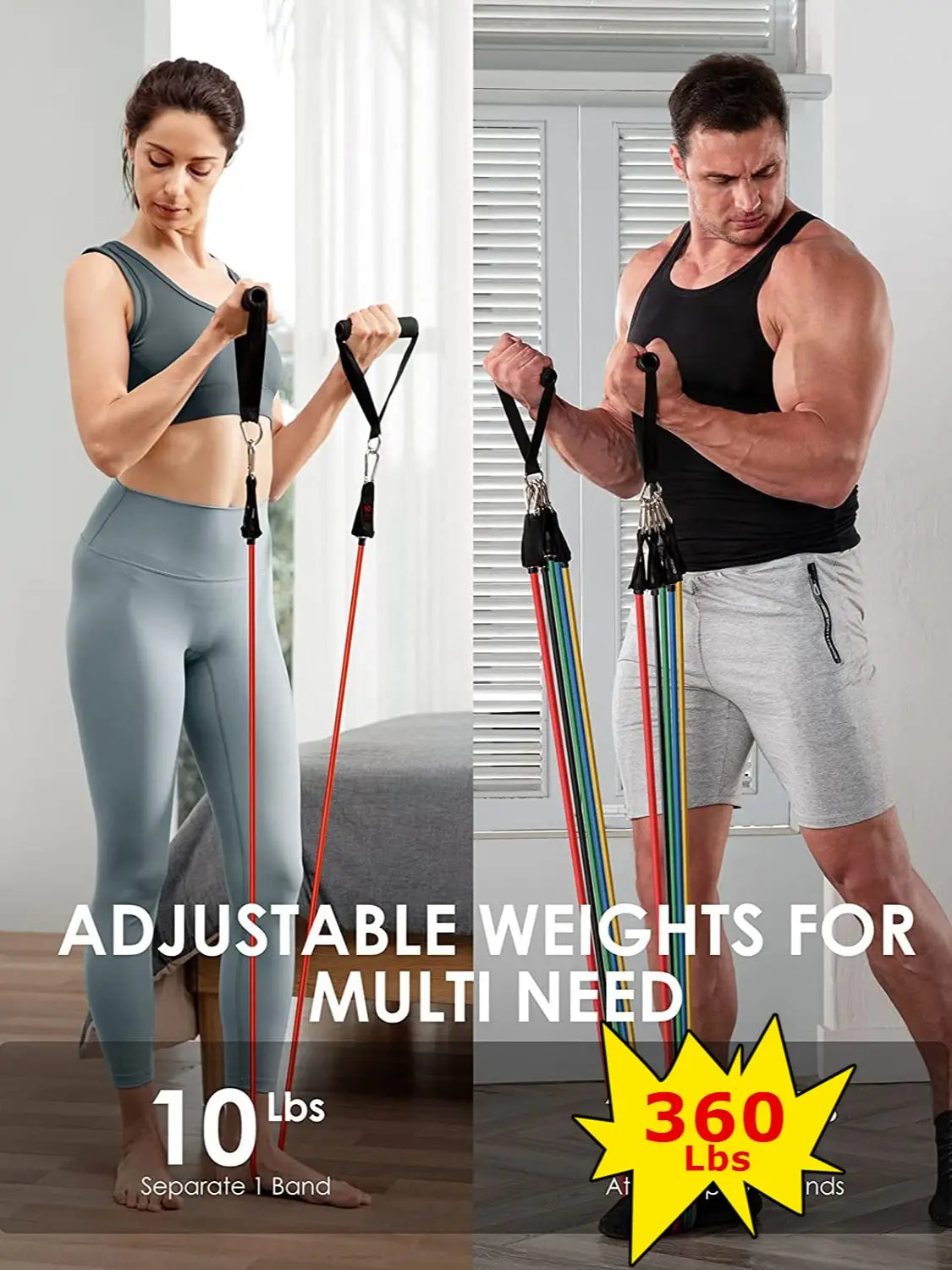 360lbs Fitness Resistance Bands Set