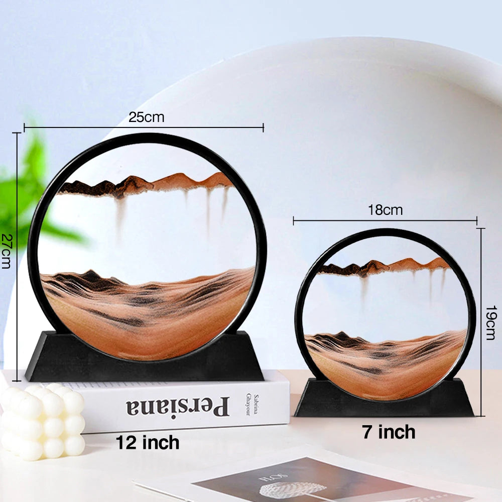 3D Moving Sand Round Glass  Frame