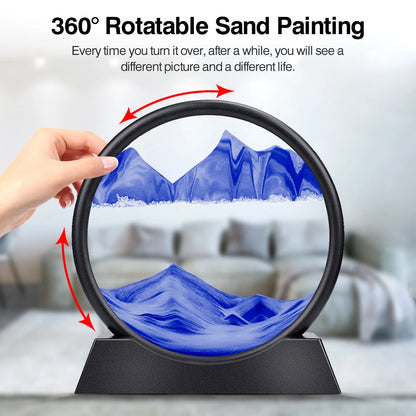 3D Moving Sand Round Glass  Frame