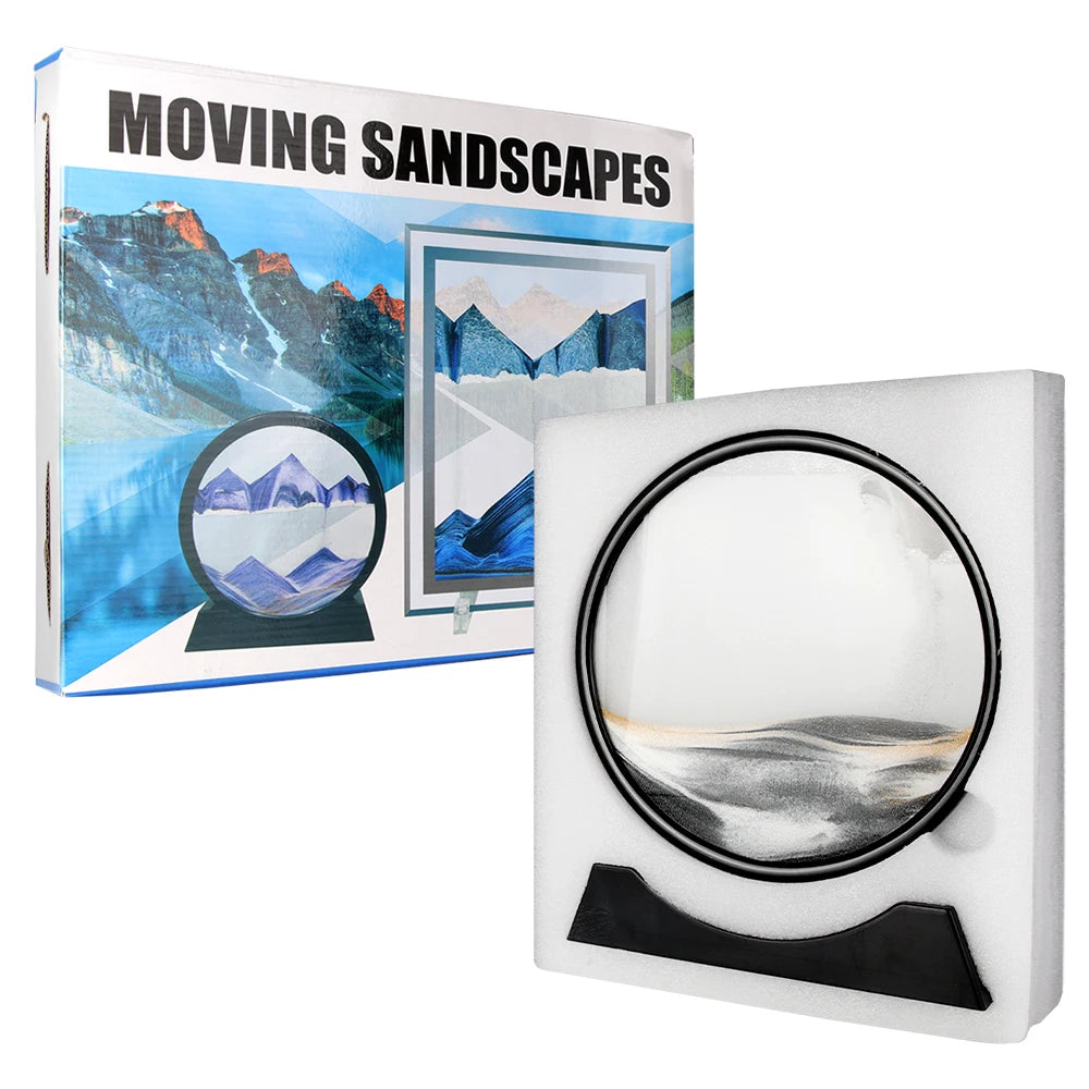 3D Moving Sand Round Glass  Frame